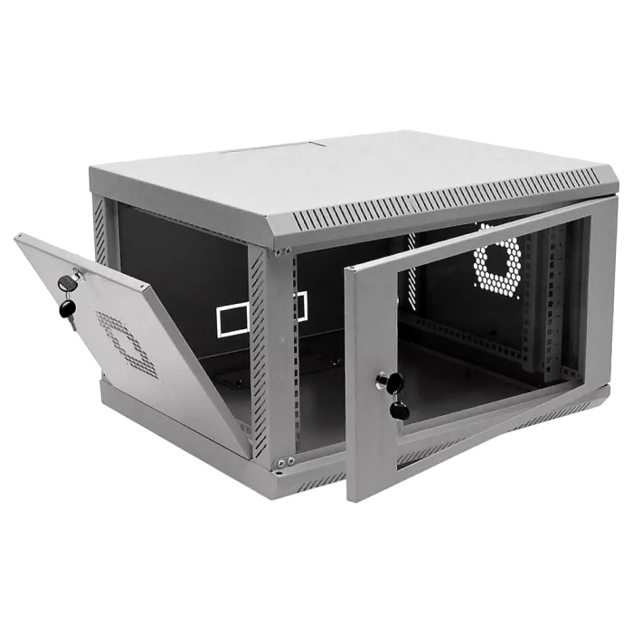 19" 6U, 600х500х373 мм акрилове скло сіра Шафа