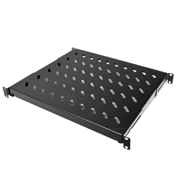 19" 400мм Полиця 4 точки кріплення, перфорована, т.м.1.5мм, чорна