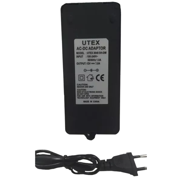 UTEX 3048SH-DM 12V 3А Блок живлення у пластиковому корпусі (шнур вилка)
