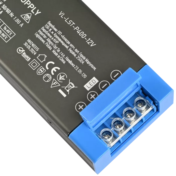 VIDEX (VL-LST-P400-12V) DC12V 33.3A 400W IP20 Блок питания для LED ленты