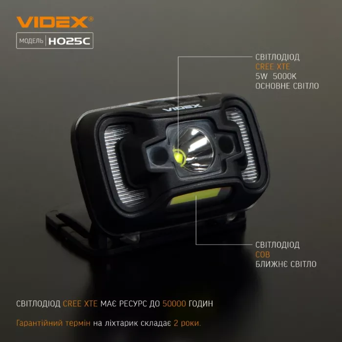 VIDEX H025C 310Lm IP65 Налобный фонарик