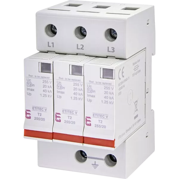 ETI TEC V T2 255/20 (3+0) Обмежувач перенапруги