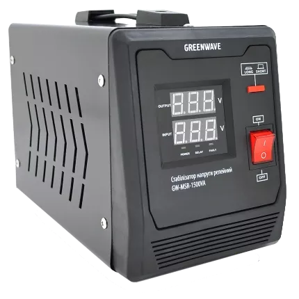 Green Wave Mauser 1500VA (1050Вт) Стабілізатор напруги релейний 1xShuko, DC140-260V, AC220±8%, BOX