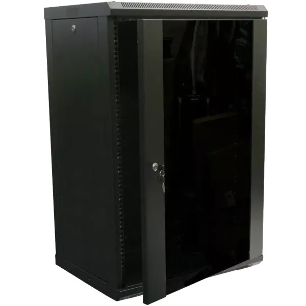 Hypernet WMNC-15U-FLAT- BLACK15U 600x450 Шафа коммутаційна настінна розбірна