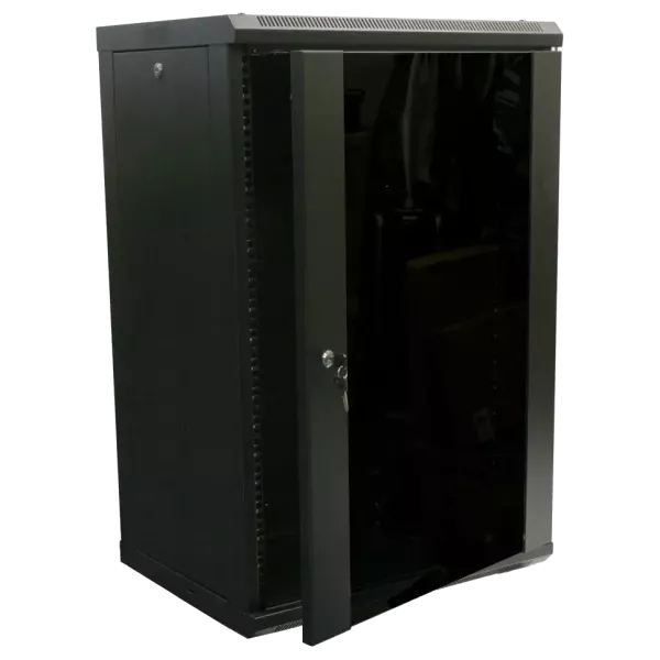 Hypernet WMNC-18U-FLAT- BLACK Шафа коммутаційна настінна 18U 600x450 розбірна