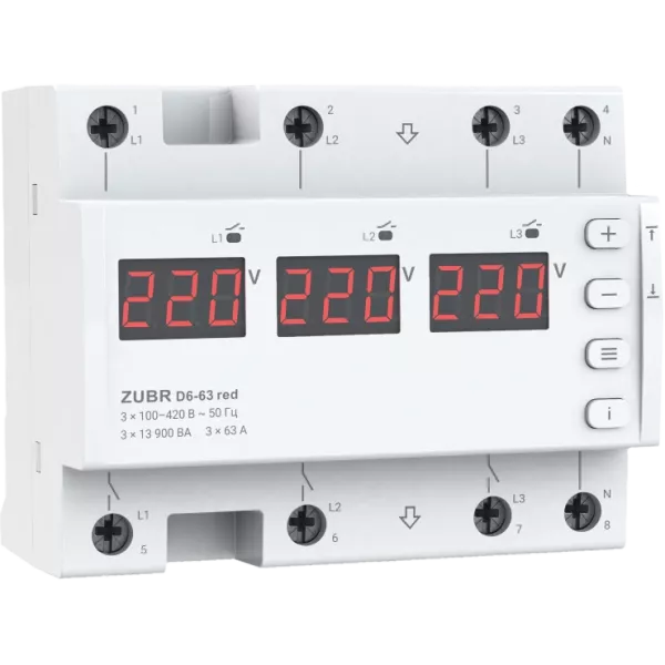 ZUBR D6-63 red Трифазне реле напруги