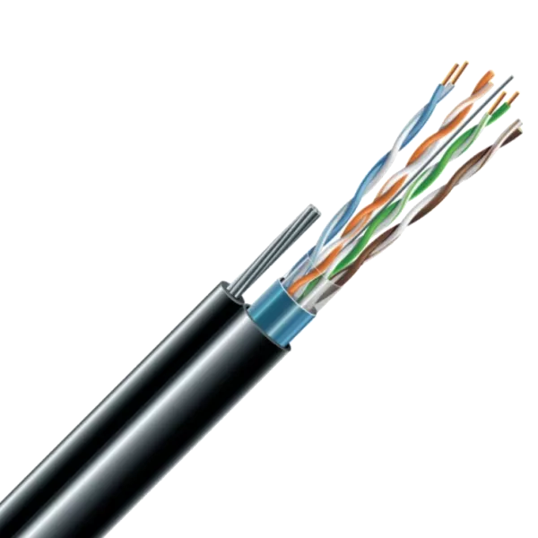 FTP Cat.5e F/UTP PE 4х2х24 AWG + S. M.трос (к) бух305м. Кабель ЗЗКМ