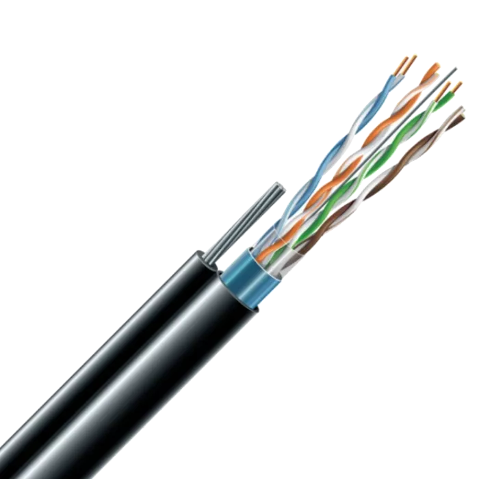 FTP Cat.5e F/UTP PE 4х2х24 AWG + S. M.трос (к) бух305м. Кабель ЗЗЦМ